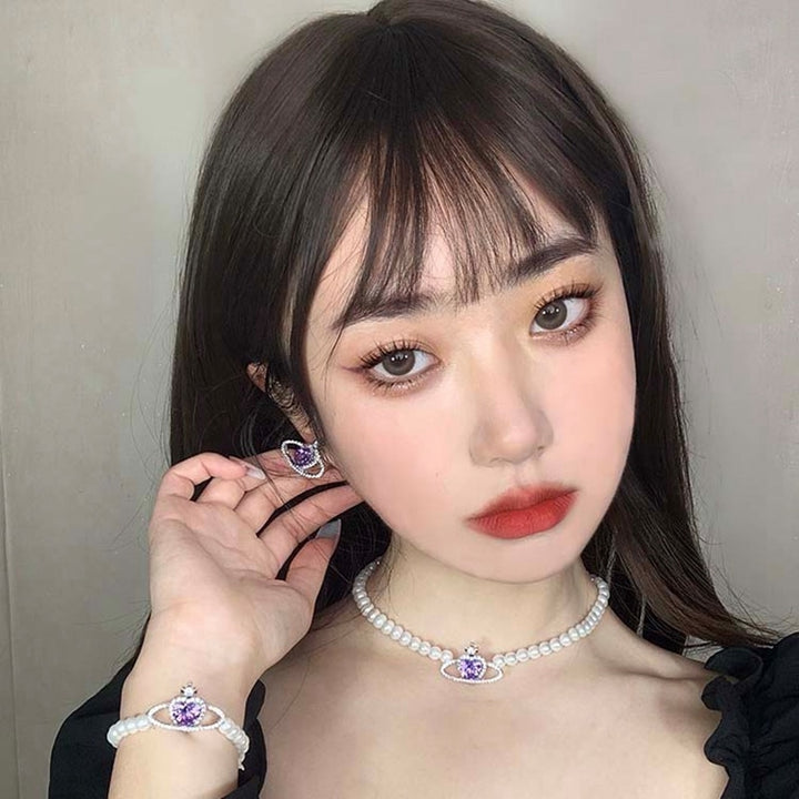 Korean Purple Heart Crystal Jewelry Set - Juneptune
