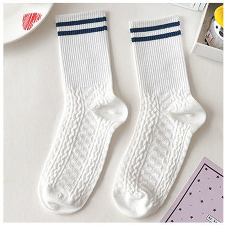 Blue Bear Print Cotton Socks - Juneptune