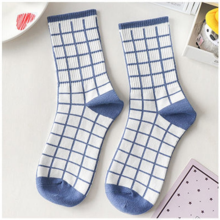 Blue Bear Print Cotton Socks - Juneptune