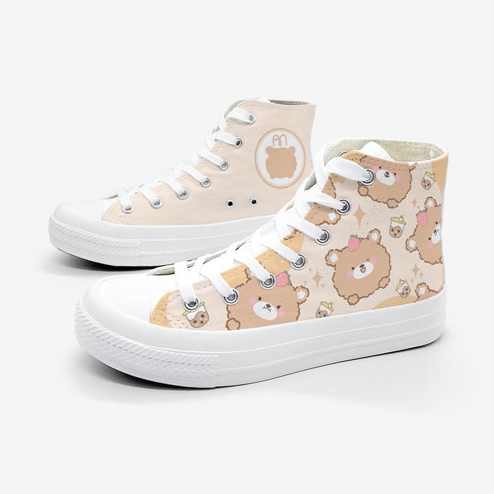 Milk Tea Bear High Top Shoes - Juneptune