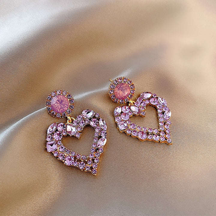 Korean Purple Heart Drop Jewelry Earrings - Juneptune