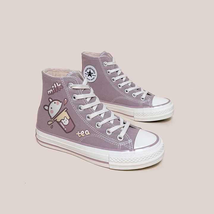 Purple Milk Tea Bunny High Top Shoes - Juneptune