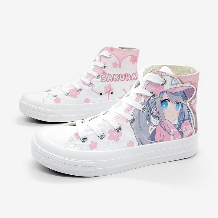 Kawaii Peach Anime Girl High Top Shoes - Juneptune