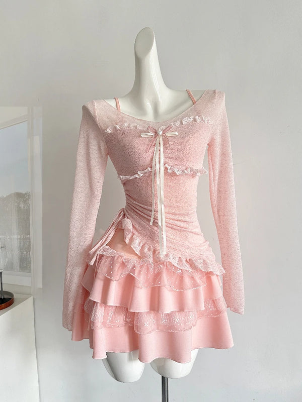 Strawberry Milk Lace Dress