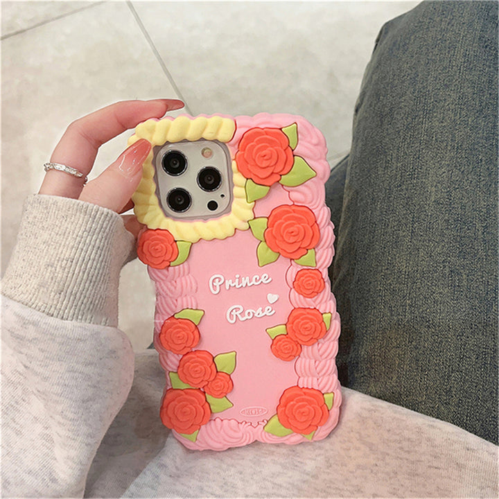 Korean Cute Rose Flower Silicone iPhone Case - Juneptune