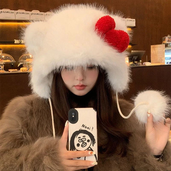 Hello Kitty-Inspired Fluffy Hat