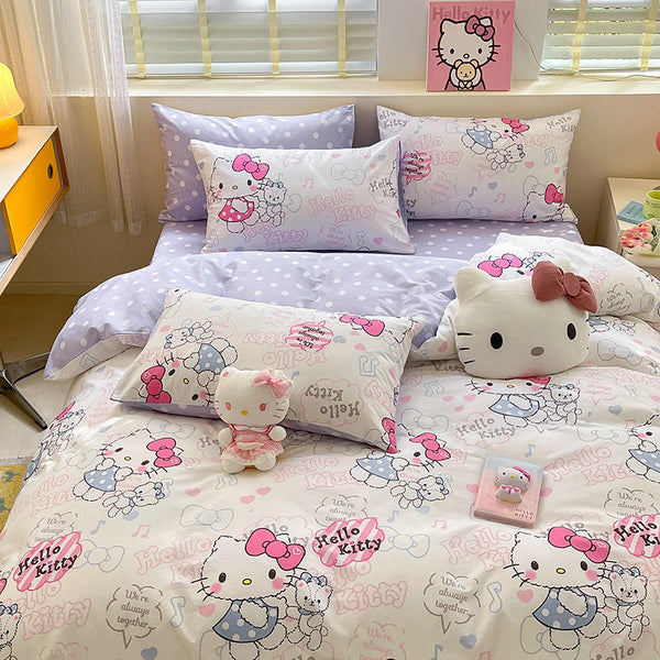 Kawaii Sanrio Hello Kitty Bedding Set - Juneptune