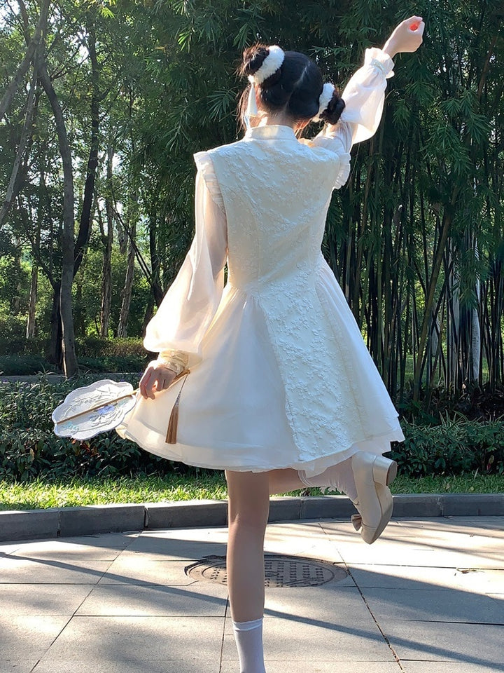 Sweet Lolita White Long Sleeve Dress - Juneptune
