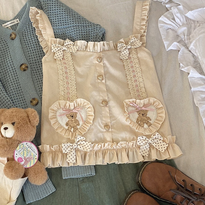 Sweet Lolita Bear Lace Tank Top - Juneptune