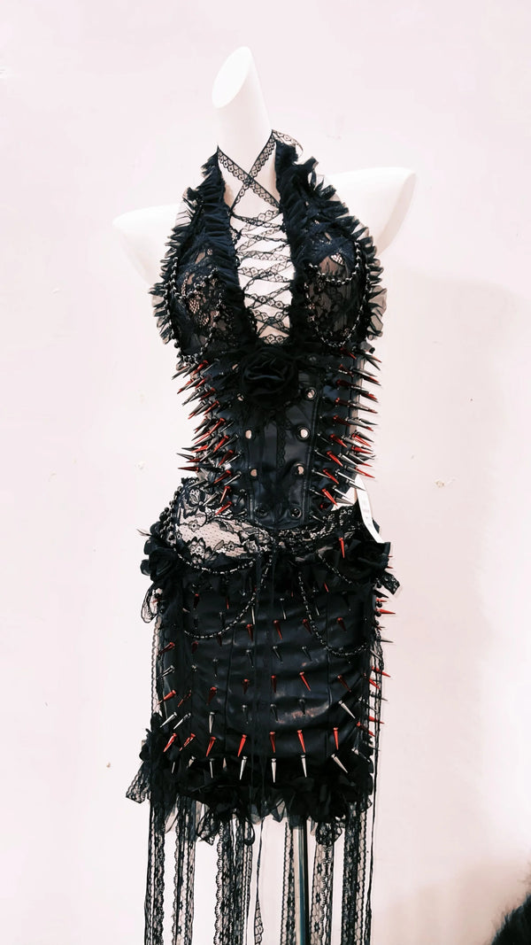 Inferno Spiked Gothic Lace Outfit Set