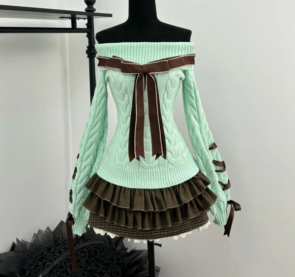 Mint Ribbon Cottagecore Outfit Set