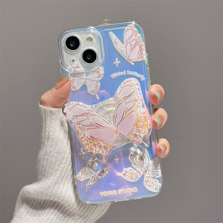 Aesthetic Glitter Butterfly iPhone Case With Grip - Juneptune