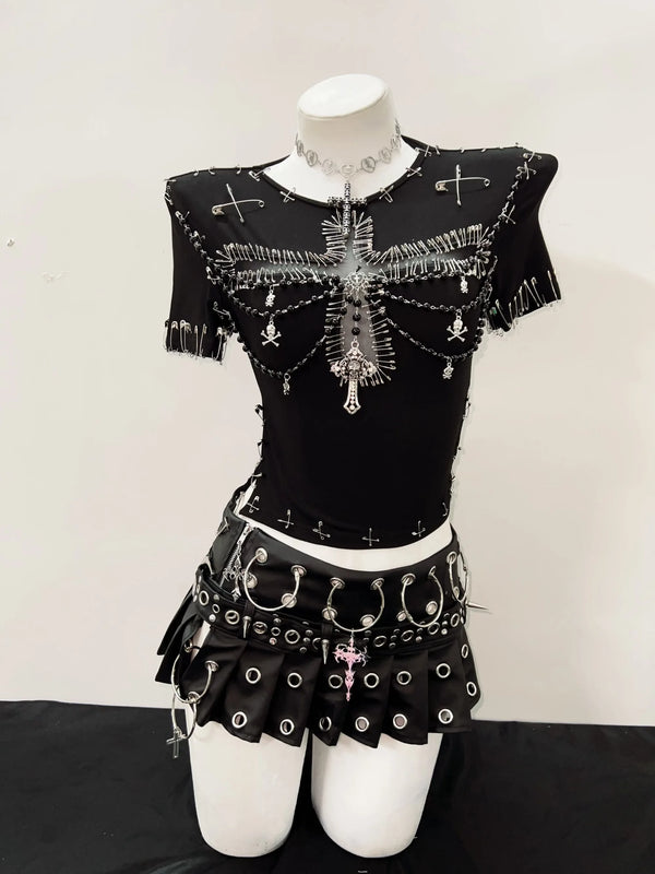 Crucifix Chains Punk Outfit Set