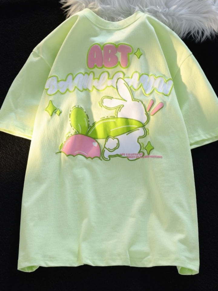 Kawaii Rabbit Print T-Shirt - Juneptune