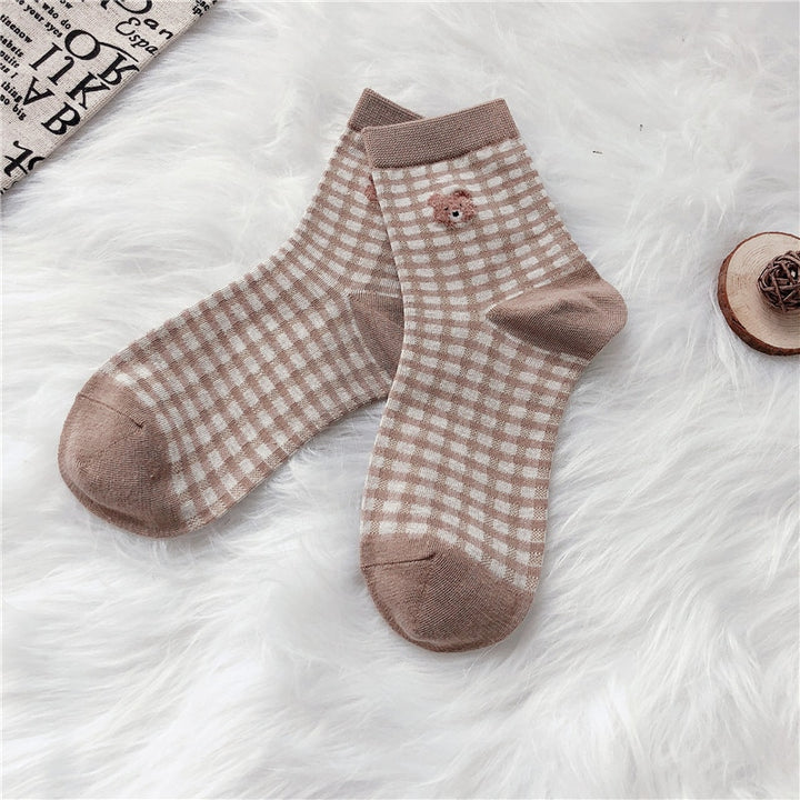 Aesthetic Bear Cotton Socks - Juneptune