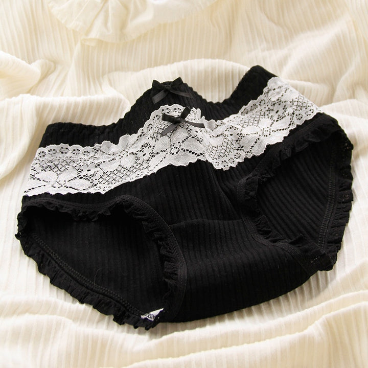 Kawaii Black Lace Cotton Underwear - Juneptune