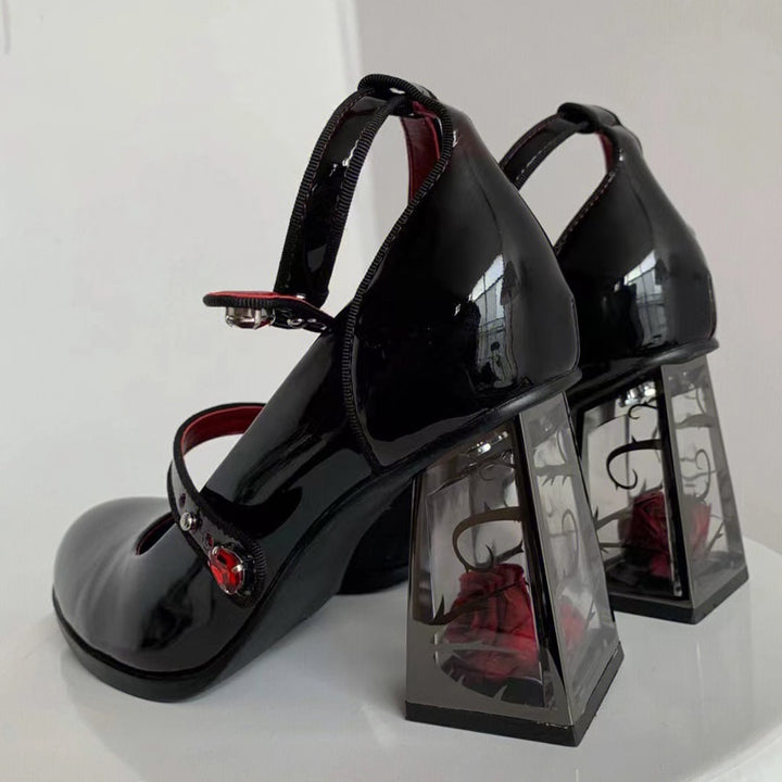 Gothic Lolita Rose Heels Shoes - Juneptune