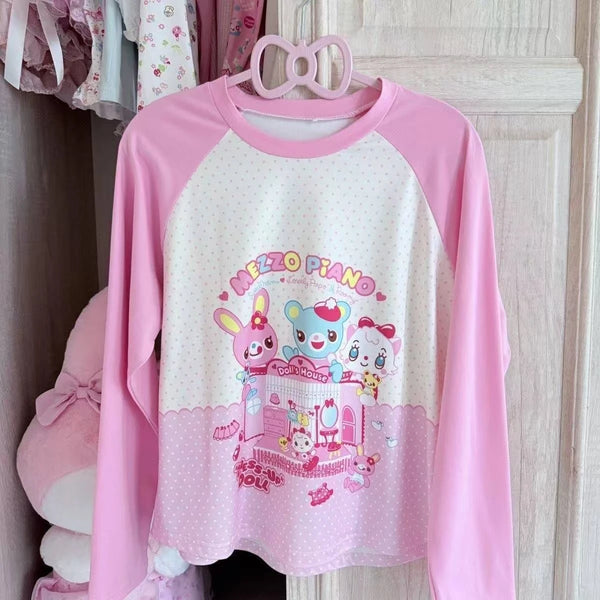 Pastel Bunny & Bear Long Sleeve Top