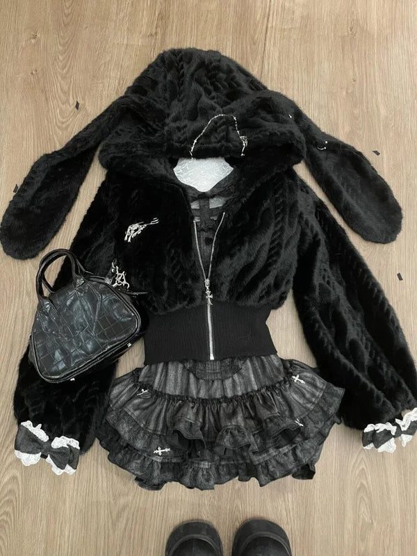 Velvet Noir Gothic Bunny Outfit Set