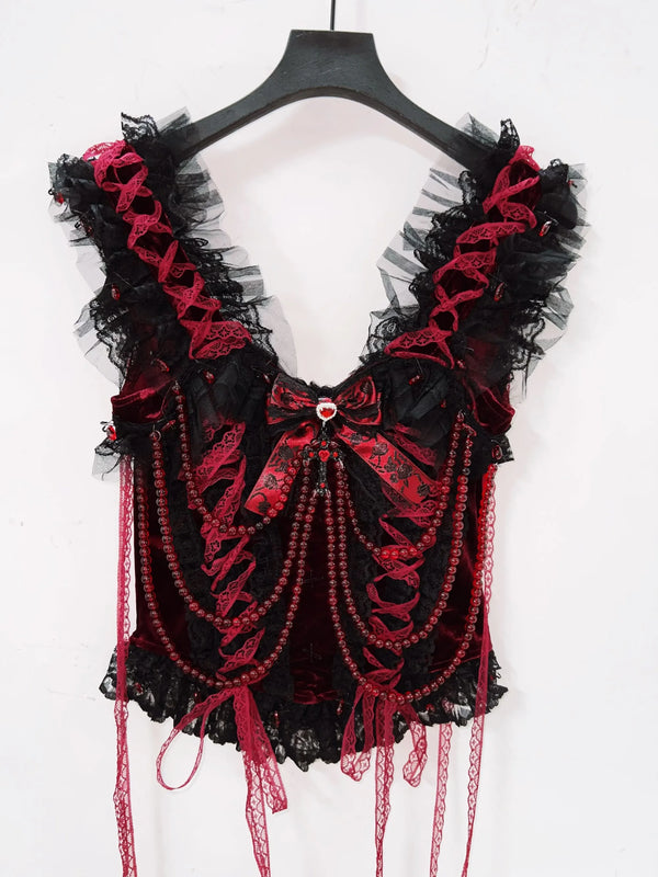 Crimson Lace Vampire Coquette Top