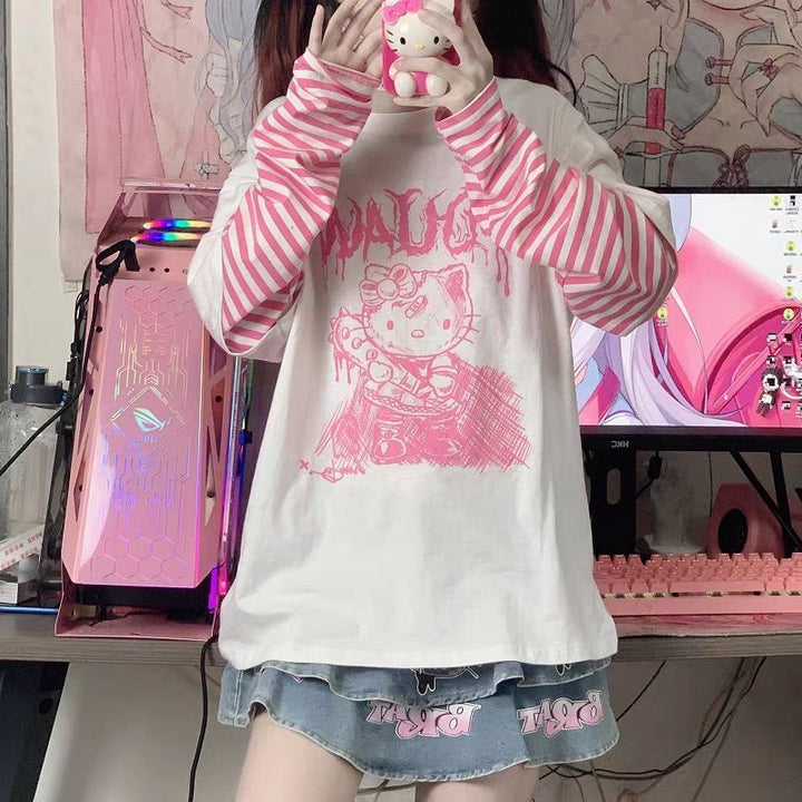 Sanrio Hello Kitty Striped Sweatshirt - Juneptune