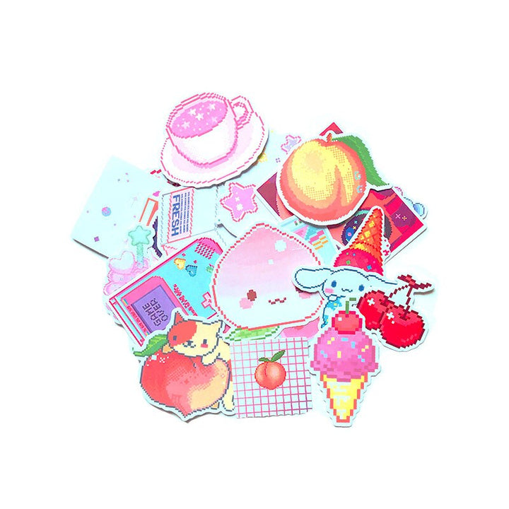 Kawaii Pink Pixel Themed Stickers - Juneptune