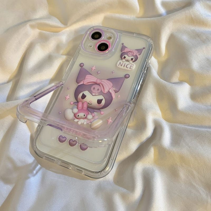 Kawaii Sanrio Kuromi iPhone Case With Bracelet - Juneptune