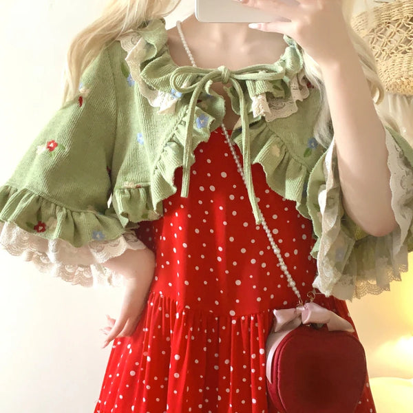 Cottagecore Floral Short Cardigan