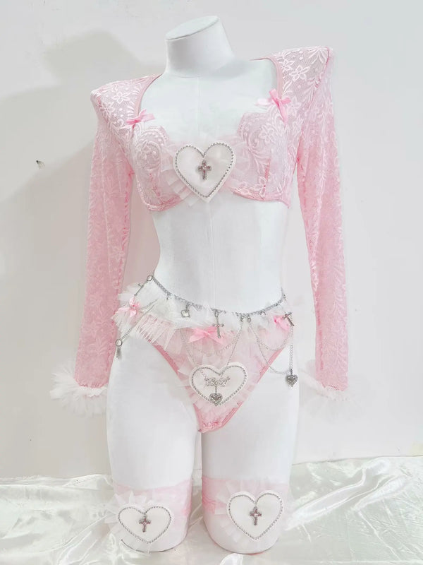 Sweetheart Angel Lace Lingerie Set