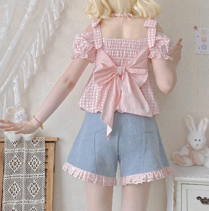 Sweet Lolita Lace Denim Shorts - Juneptune