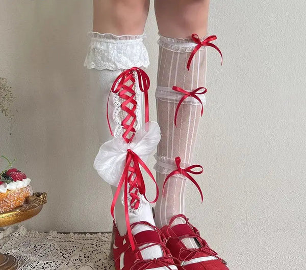 Strawberry Bear Lace Stockings Set