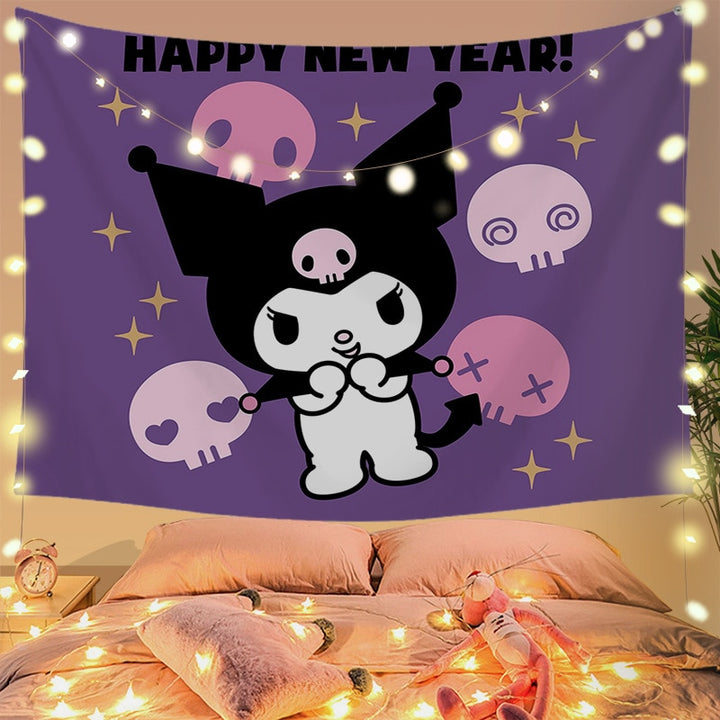 Sanrio Kawaii Kuromi Wall Decoration Tapestry - Juneptune