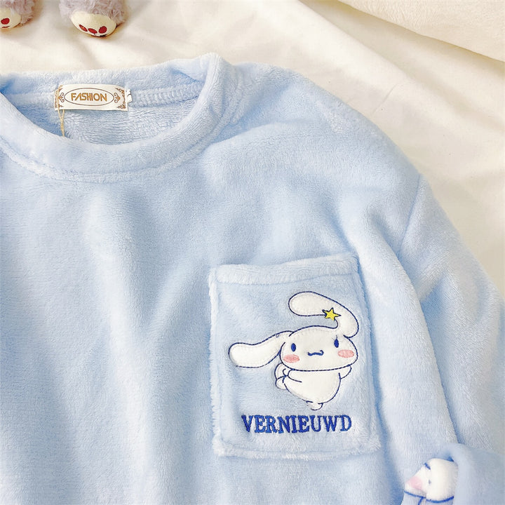 Sanrio Cinnamoroll Themed Flannel Pajama Set - Juneptune