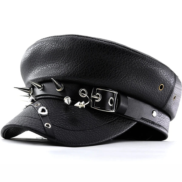 Nightstrike Spiked Leather Cadet Cap
