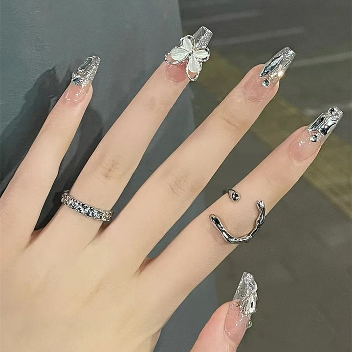 24pcs/Box Press On Long Aesthetic False Nails - Juneptune