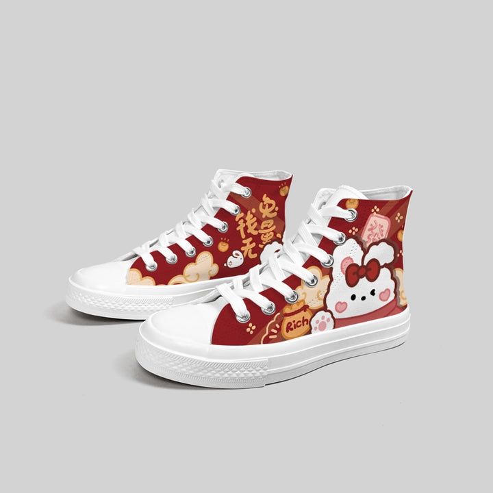 Kawaii Red Bunny High Top Shoes - Juneptune