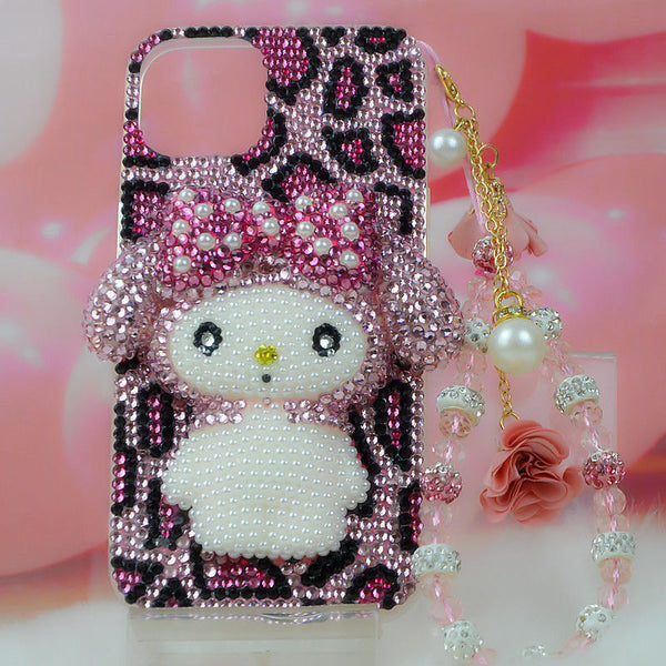 Sanrio My Melody Rhinestone iPhone Case With Chain - Juneptune