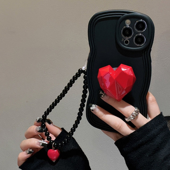 Korean Love Heart iPhone Case With Bracelet - Juneptune