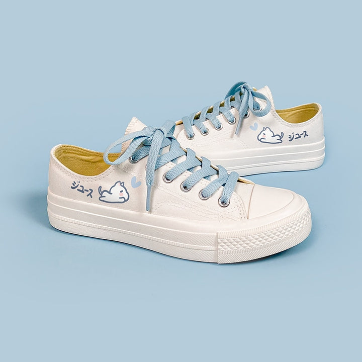 Kawaii Blue Cat Low Top Shoes - Juneptune