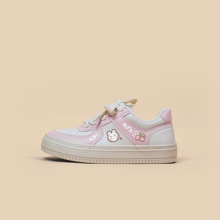 Kawaii Pink Cherry Bunny Chunky Sneakers - Juneptune