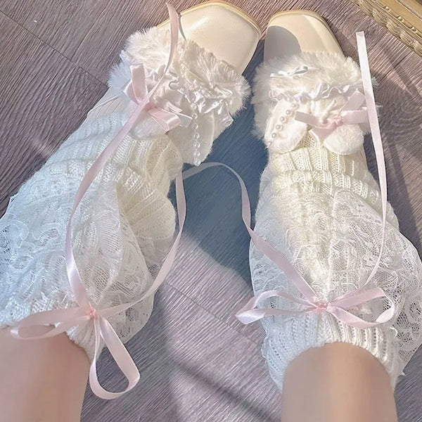 Coquette Lace Ribbon Leg Warmers
