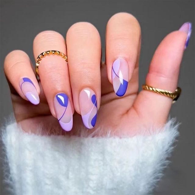 24pcs/Box Press On Colorful Aesthetic False Nails - Juneptune