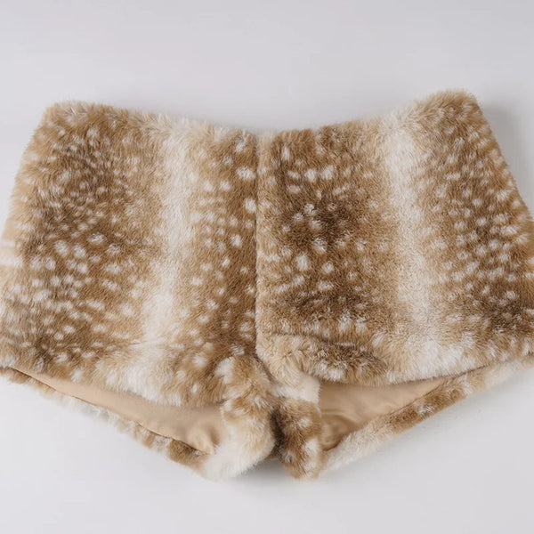 Fawn Faux-Fur Mini Shorts