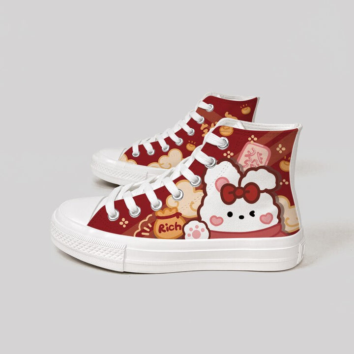 Kawaii Red Bunny High Top Shoes - Juneptune