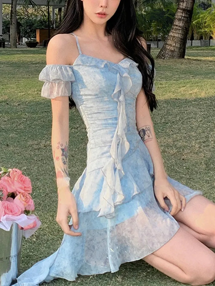 Floral Blue Lace Dress – Juneptune