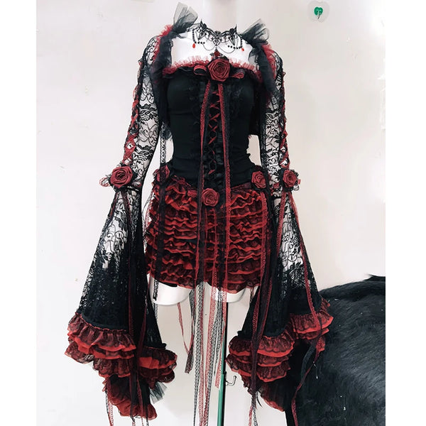 Crimson Rose Gothic Empress Outfit Set
