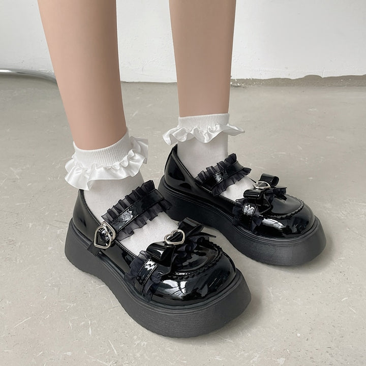 Sweet Lace Bowknot Lolita Shoes - Juneptune