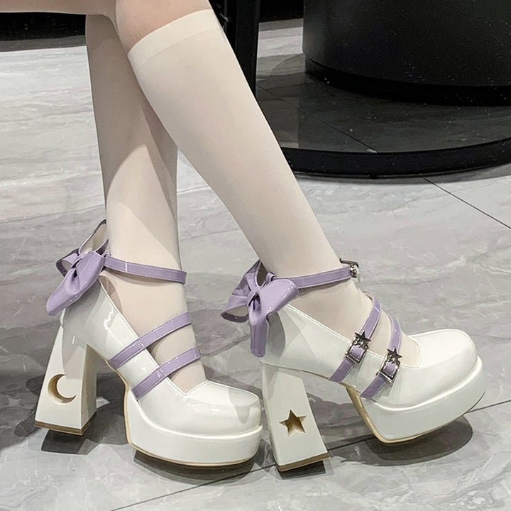 Y2k Moon & Star Chunky Platform High Heel Shoes - Juneptune