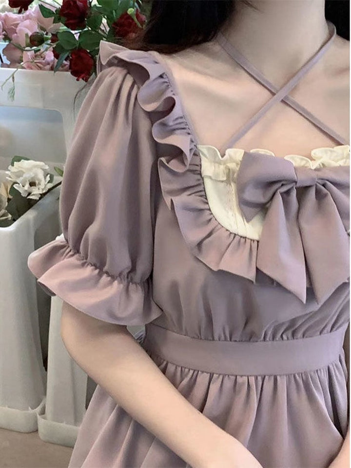 Sweet Lolita Purple Dress With Bow - Juneptune