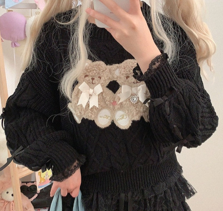 Sweet Lolita Knitted Bear Pullover - Juneptune